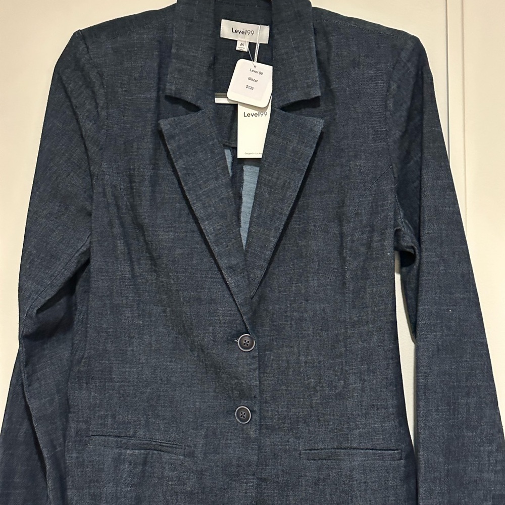 Level 99 Women's Denim Blue Suit Jacket